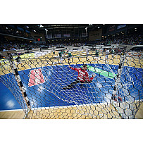 Handballtornetz PP, 3,5 mm, MW 10 cm, hexagonal, weiß-schwarz