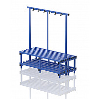 Garderoben-Sitzbank Kunststoff, doppelseitig, 150x71x170 cm, 8 Sitzprofile