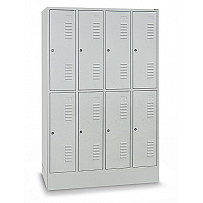 Garderobenschrank mit Sockel, 4 Abteile, 8 Fächer